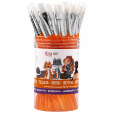 Набір пензлів Синтетика плоска, №10, оранжева ручка, тубус 40 шт ROSA Kids