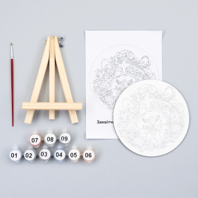 Набор картина по номерам Заквитчанная, круглая, Ø15 см, с мольбертом ROSA START