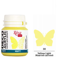 Акрил для декора, Желтый светлый, матовый, 20 мл, ROSA TALENT