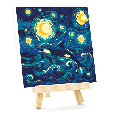 Набор картина по номерам Танец дельфина, 15x15 см, с мольбертом ROSA START