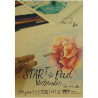 Склейка для акварели STAR T А3, 240г/м2, 20л, натуральный белый, SMILTAINIS