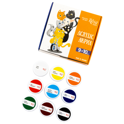 Набір дитячих акрилових фарб Cats 9×10 мл ROSA Kids