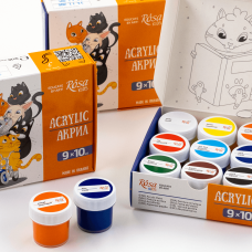 Набор детских акриловых красок Cats 9x10 мл ROSA Kids