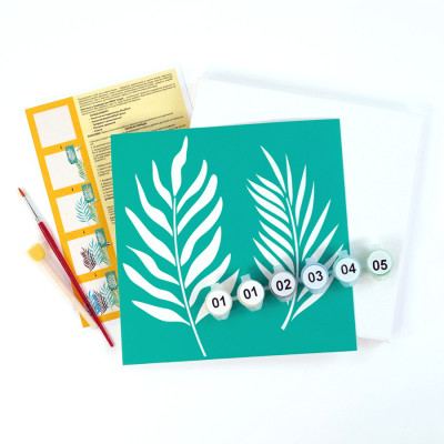 Набор для рисования картины с трафаретом Листья пальмы, 20х20см, ROSA START