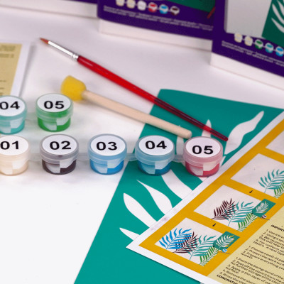 Набор для рисования картины с трафаретом Листья пальмы, 20х20см, ROSA START