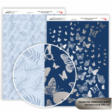 Бумага двусторонняя матовая, дизайнерская Silver Butterflies с тиснением, 21х29,7 см, 200 гм2, ROSA TALENT (5318095)