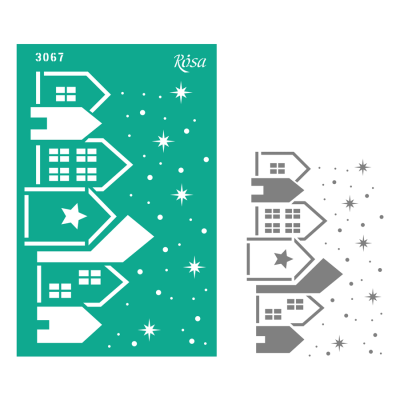 Трафарет многоразовый, №3067, Элементы и надписи 13х20см, серия Новый год, ROSA Talent