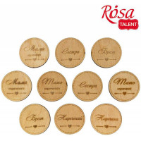 Заготовки значки Свадьба, фанера, 4 см, 10 шт, ROSA TALENT