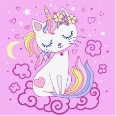 Полотно на картоні з контуром, „Мила киця“, 20х20, бавовна, акрил, ROSA START