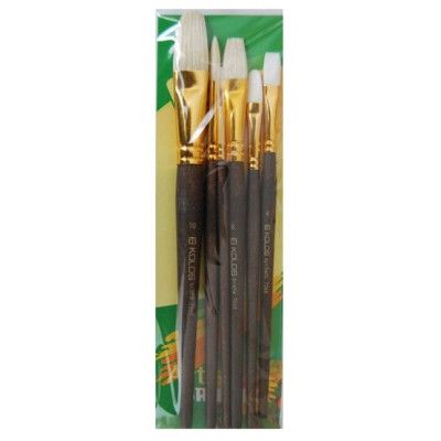 Набір пензлів 7068, синтетика/щетина круг/плос/овал, 2/2/2 шт, KOLOS