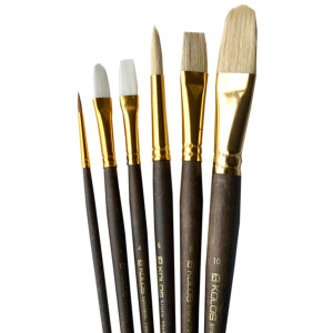 Набір пензлів 7068, синтетика/щетина круг/плос/овал, 2/2/2 шт, KOLOS