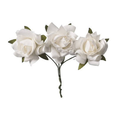Набір паперових квітів для декору, Білі, 2,5 см, 9 шт, KnorrPrandell