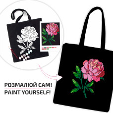 Набор сумка-раскраска, черный, "Нежный пион", хлопок 240 г/м2, 38х42 см, ROSA Talent