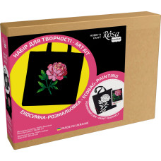 Набор сумка-раскраска, черный, "Нежный пион", хлопок 240 г/м2, 38х42 см, ROSA Talent