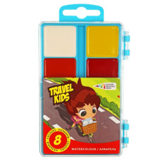 Набор детской акварели TRAVEL KIDS, 8 цв б-кисточки, пластик, ГАММА (312042-TK)
