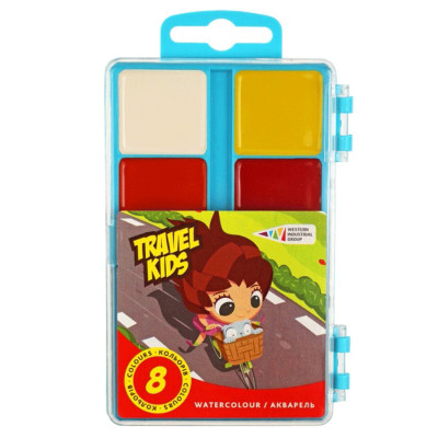 Набір дитячої акварелі TRAVEL KIDS, 8 кол б-пензельи, пластик, ГАММА (312042-TK)