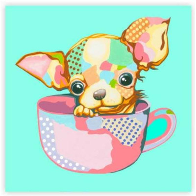Холст на картоне с контуром, Pop Art Puppy 30х30, хлопок, акрил ROSA START