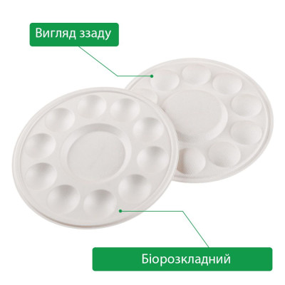 Палитра SINOART, бамбуковая, биоразлагаемая, диаметр 18,7 см, 10 лунок, 10 шт в упаковке Палитра SINOART, бамбуковая, биоразлагаемая, диаметр 18,7 см, 10 лунок, 10 шт в упаковке