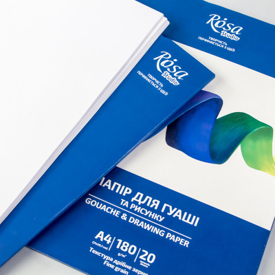 Папка для гуаші А4 21х29,7 см 20арк, Дрібне зерно, 180г/м2, ROSA Studio 16921009 