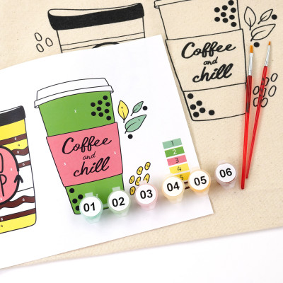 Набір екосумка-розмальовка Coffee Time, бавовна 220 г/м2, 38х42 см, ROSA Talent
