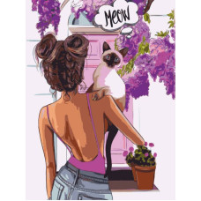 Полотно на картоні з контуром, „Pop Art Meow“, 30х40, бавовна, акрил, ROSA START