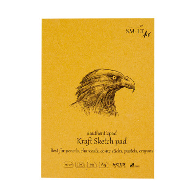 Блокнот-склейка для ескізів AUTHENTIC (Kraft) А5, 90г/м2, 60л, коричневий колір, SMILTAINIS (5EA-60/KRAFT)