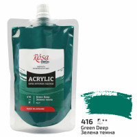 Краска акриловая, Зеленая темная, 200 мл, ROSA Studio (323200416)
