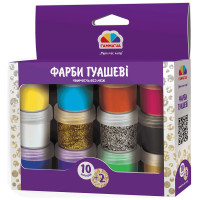 Набір гуашевих фарб "Творчість", 12 кол., зол. і срібло, 10 мл, ГАММА