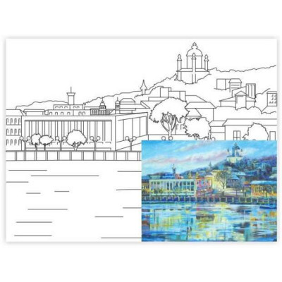 Полотно на картоні з контуром, Міста, " Київ", 30*40, бавовна, акрил, ROSA START