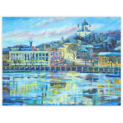 Полотно на картоні з контуром, Міста, " Київ", 30*40, бавовна, акрил, ROSA START