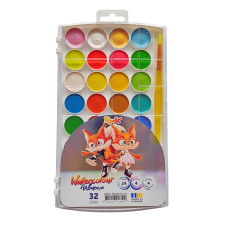 Набор акварельных красок с кистью 32 шт, Rudix