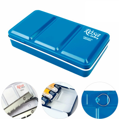 Пенал металевий для акварельних фарб на 12 кювет бірюзовий ROSA Gallery