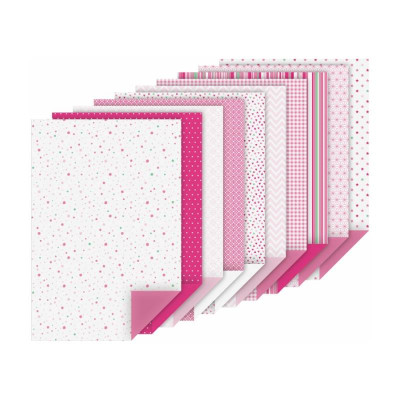 Набір дизайнерського паперу, Рожевий, матовий, 20 шт, А4 (21х29,7 см), 100-220 г/м2, Heyda