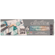 Набор графитных водорастворимых карандашей AQUA GRAPH COLORS 6 шт мет. коробка, Cretacolor