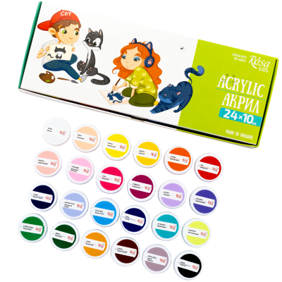 Набір дитячих акрилових фарб Cats 24×10 мл ROSA Kids