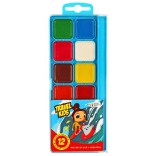 Набор детской акварели TRAVEL KIDS, 12 цв б-кисточки, пластик, ГАММА (312084-TK)