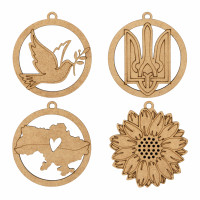 Набор заготовок "Из Украины в сердце", ХДФ, 7,5х8 см, 4шт., ROSA Talent