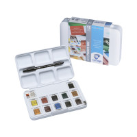 Набір акварельних фарб, VAN GOGH, Pocket box, 12 кювет+пензлик, пластик, Royal Talens