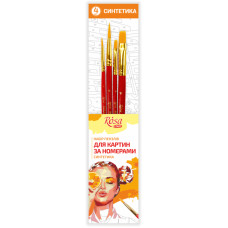Набір, пензлі для картин, синтетика, 4 шт, кругла (№1,6), плоска (№4,10) ROSA START