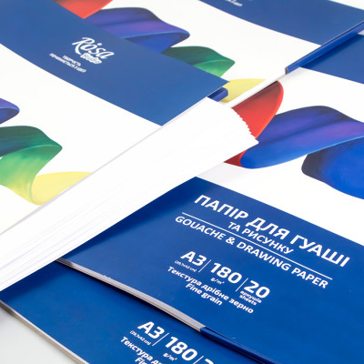 Папка для гуаші А3 29,7х42 см 20арк, Дрібне зерно, 180г/м2, ROSA Studio 16921008 