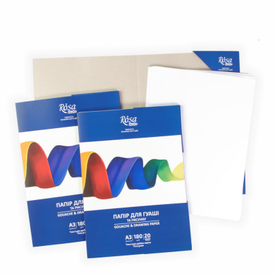 Папка для гуаші А3 29,7х42 см 20арк, Дрібне зерно, 180г/м2, ROSA Studio 16921008 