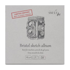 Альбом для ескизов AUTHENTIC (Bristol) Layflat 14,8х14,8см, 185 г м2, 32л, белая гладкая бумага, SMILTAINIS