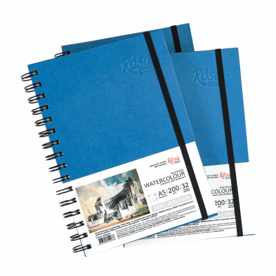 Блокнот для акварели на спирали, Watercolor by Smiltanis, А5, 200 г/м2, 32 л, бумага белая, Голубой, ROSA Studio