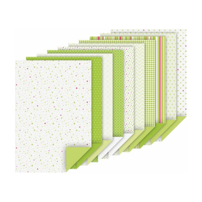 Набор дизайнерской бумаги, Зеленый, матовый, 20 шт, А4 (21х29,7 см), 100-220 г м2, Heyda