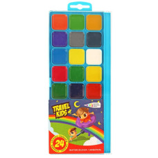 Набор детской акварели TRAVEL KIDS, 24 цв б-кисти, пластик, ГАММА (312082-TK)