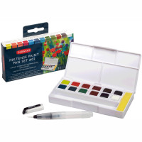 Краски черильные Derwent Inktense Paint Pan №2 12 цветов+кисть з резервуаром Derwent