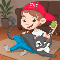 Холст бавовна на ХДФ з контуром Хлопчик і котик 20×20, акриловий ґрунт, Arteo