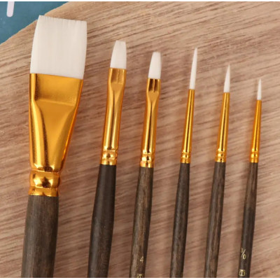 Набір пензлів 7063, синтетика коло/плос, 3/3 шт, KOLOS