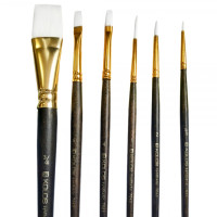 Набор кистей 7063, синтетика круг/плос, 3/3 шт, KOLOS