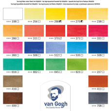 Набор акварельных красок VAN GOGH 24 кюветы + кисть с спонж, Royal Talens